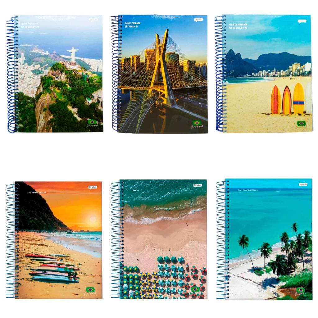 CADERNO UNIVERSITÁRIO ESPIRAL CAPA DURA 1 MATÉRIA 96 FOLHAS BRASILIDADE JANDAIA