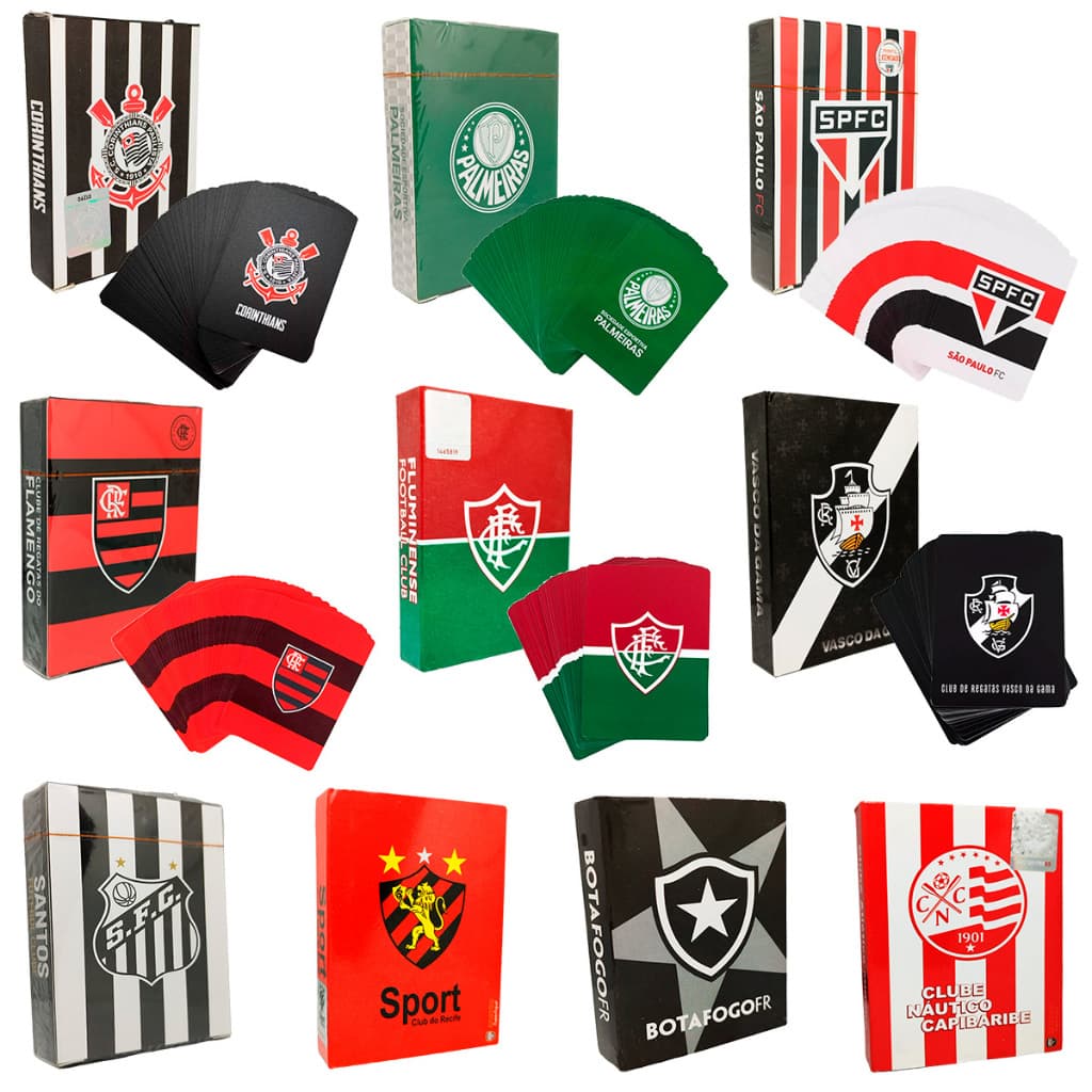 BARALHO PLÁSTICO 54 CARTAS TIMES DE FUTEBOL LICENCIADO OFICIAL