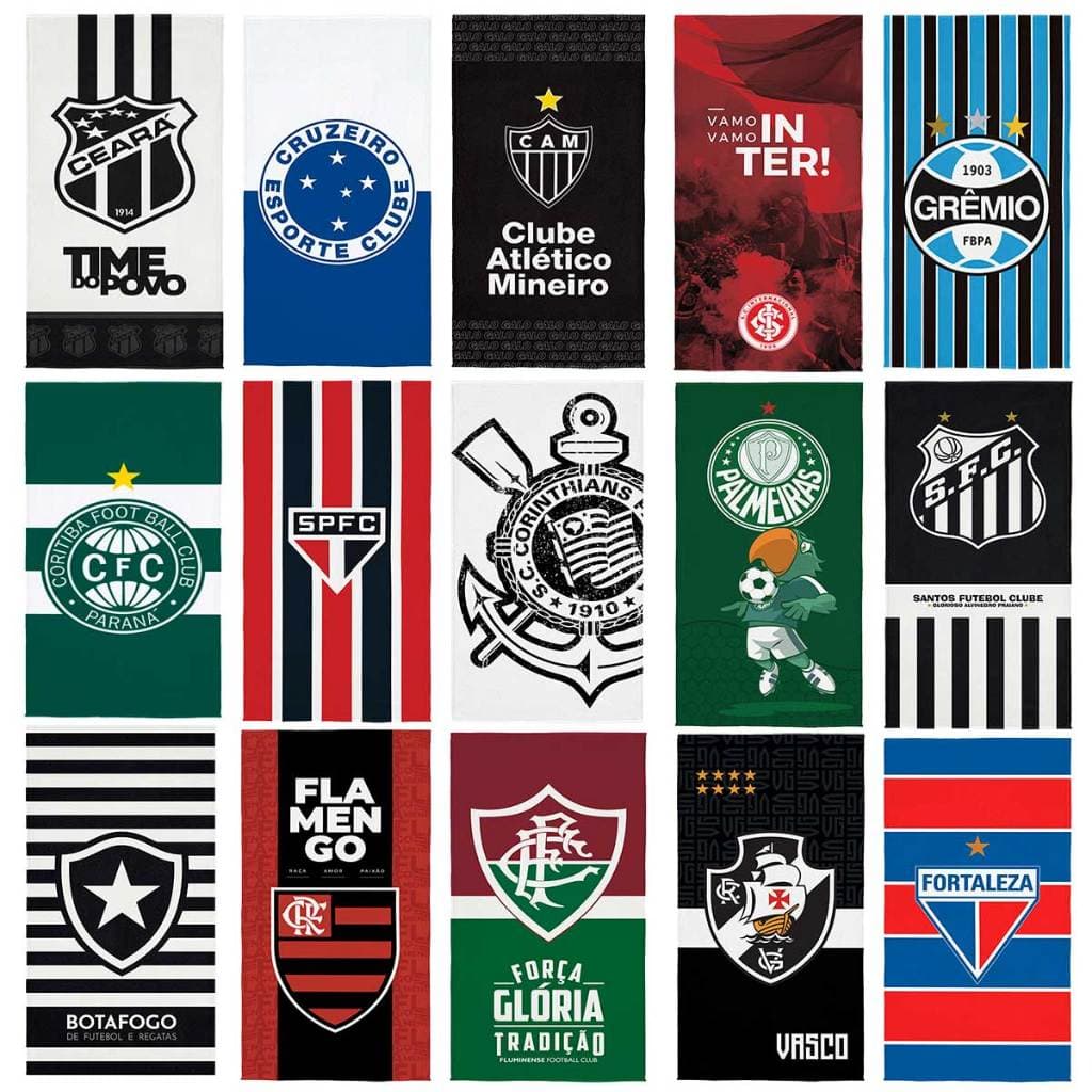 TOALHA DE PRAIA AVELUDADA TIMES DE FUTEBOL LICENCIADA OFICIAL