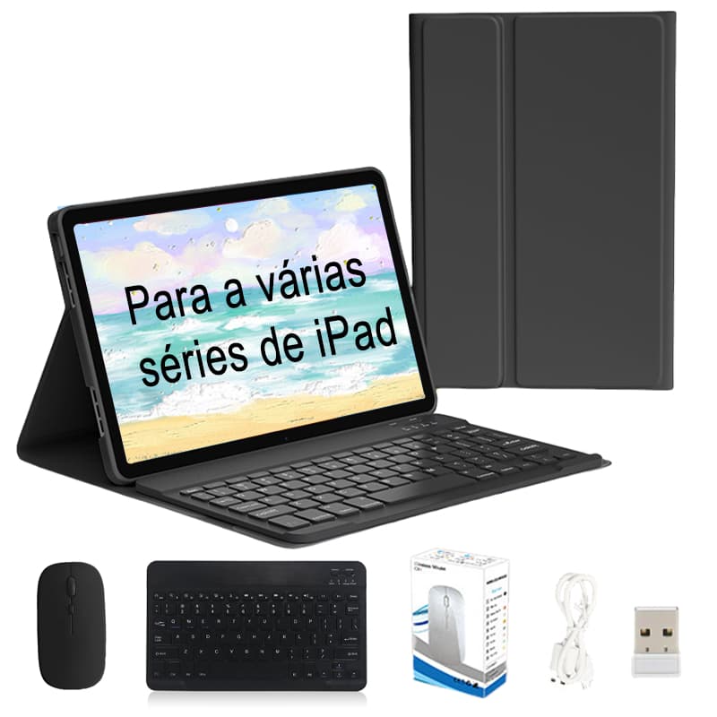 Capa Para iPad 11ª (A16)/10ª (10.9")/9ª/Air11/Air7/Air6 Com Teclado Abnt2 Magnética E Mouse Com Porta Caneta+Ç