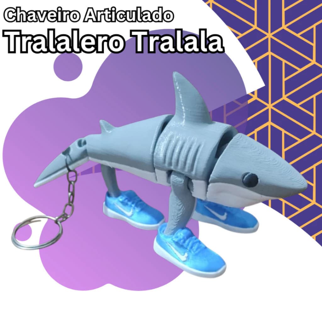 Chaveiro Brinquedo Tralalero Tralala Articulado Meme Brainrot Tun tun tun Sahur Bombardino Crocodiloo
