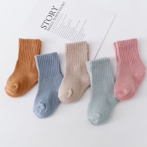 Kit 2 pares Meias macias de algodão infantil Meninas e Meninos Cano Médio 0 a 12 meses