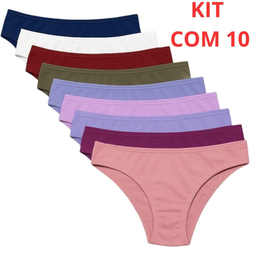 Kit Calcinha Algodao Tanga  Conforto Feminina Cotton Promoçao