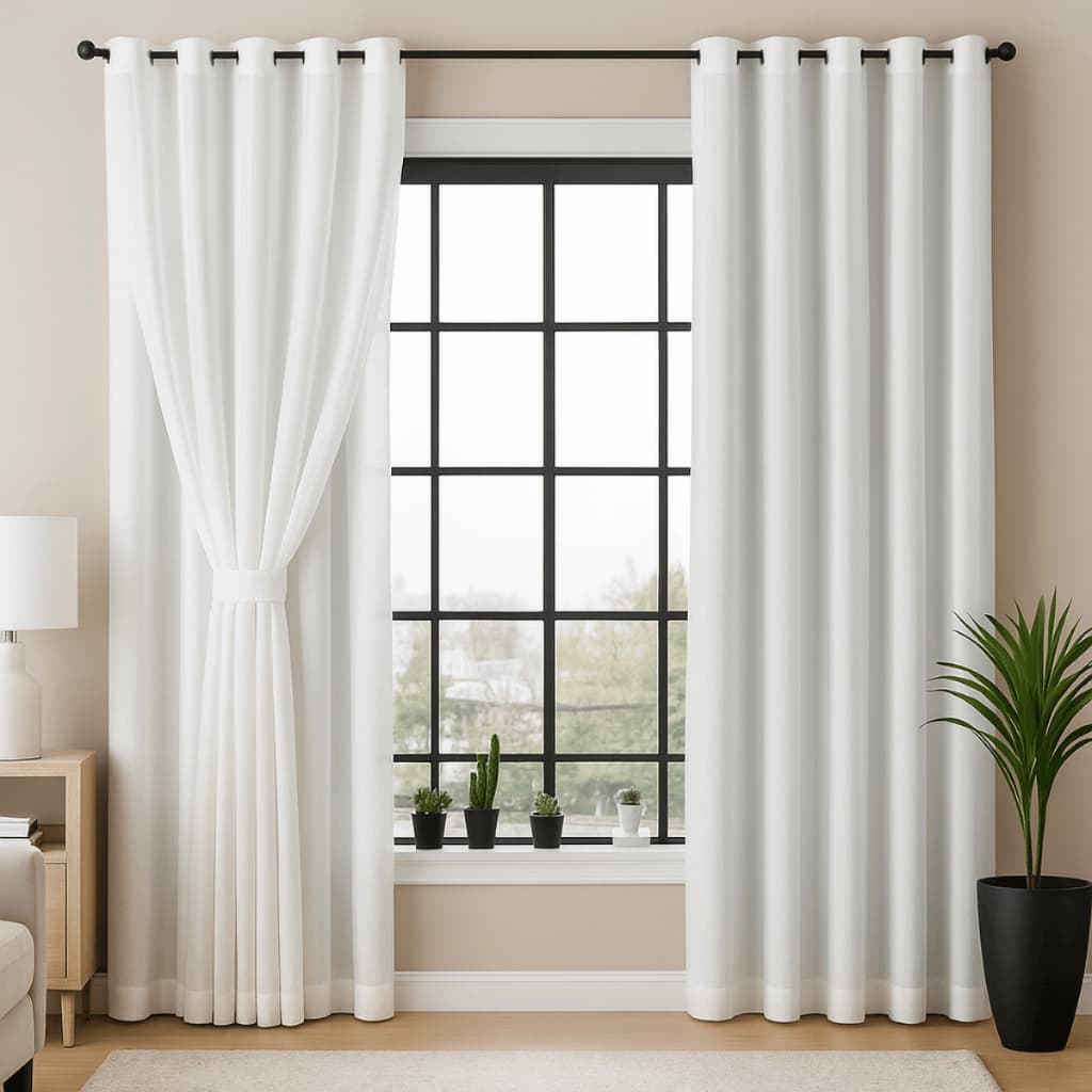Cortina MADRI LUXO 6,00 x 2,50 c/ VOIL Branco -  Decoração Quarto, Sala, Escritório, Janela