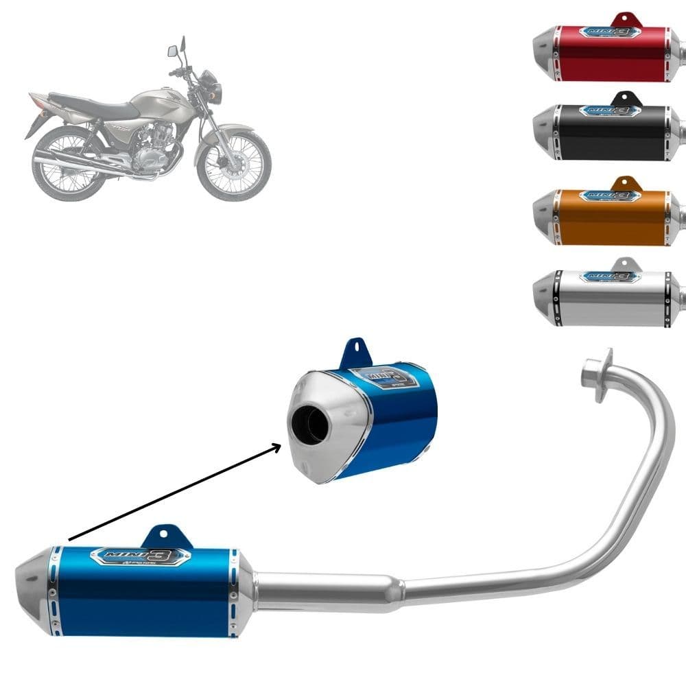 Escapamento Escape Moto Pro Tork Mini 3 Compatível Honda Titan 150 ESD 2004 Até 2008 Curva Cromada