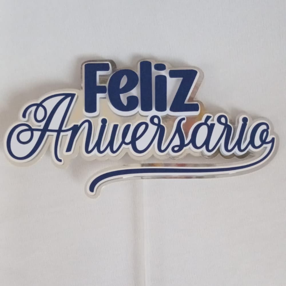 Topo de Bolo 3 D "FELIZ ANIVERSÁRIO" Simples - Papelaria Personalizada - Topo de bolo Personalizado - Lembrancinhas