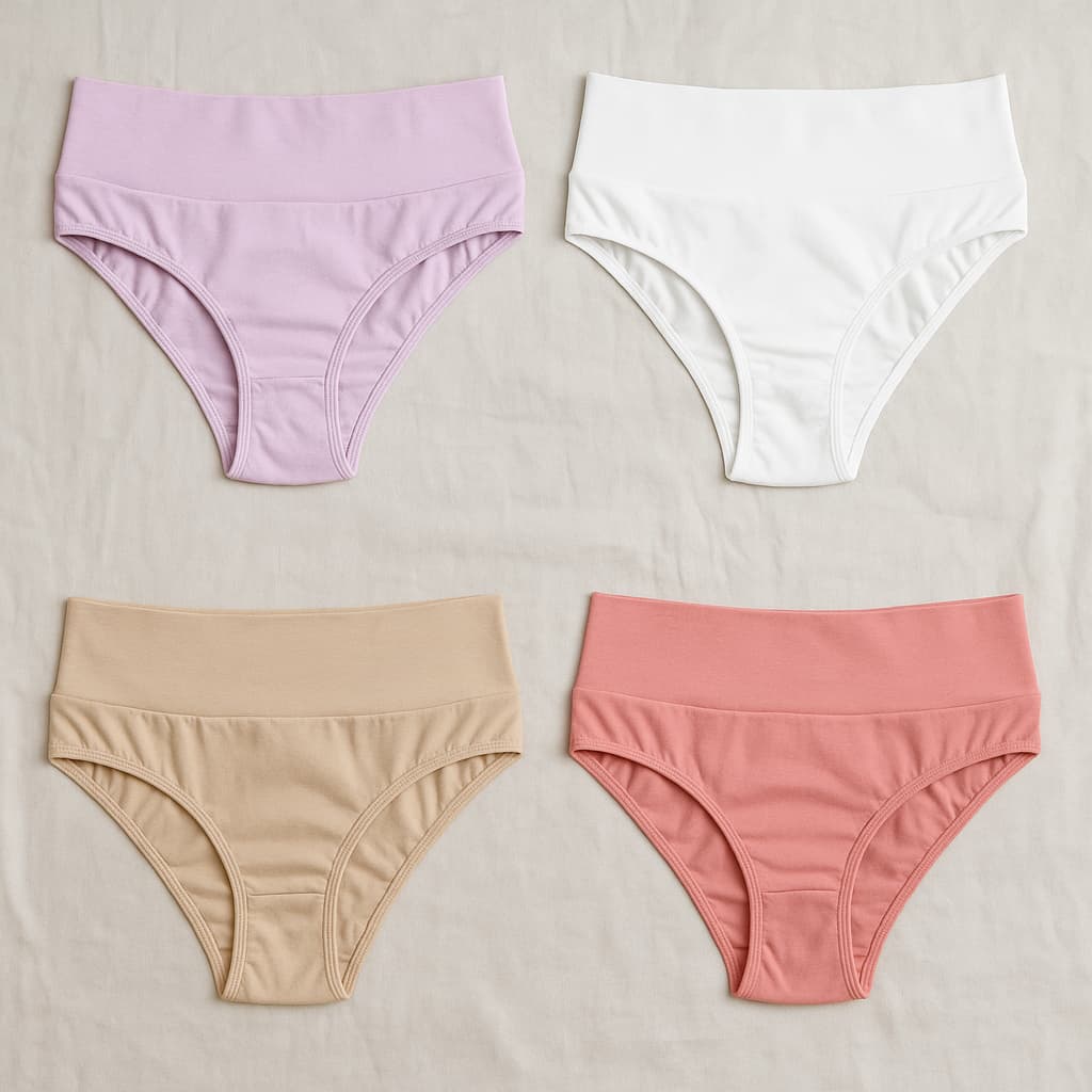 Kit 4 Calcinhas De Algodão Cós Alto Pós Parto – Cotton Premium, Confortáveis e Modeladoras