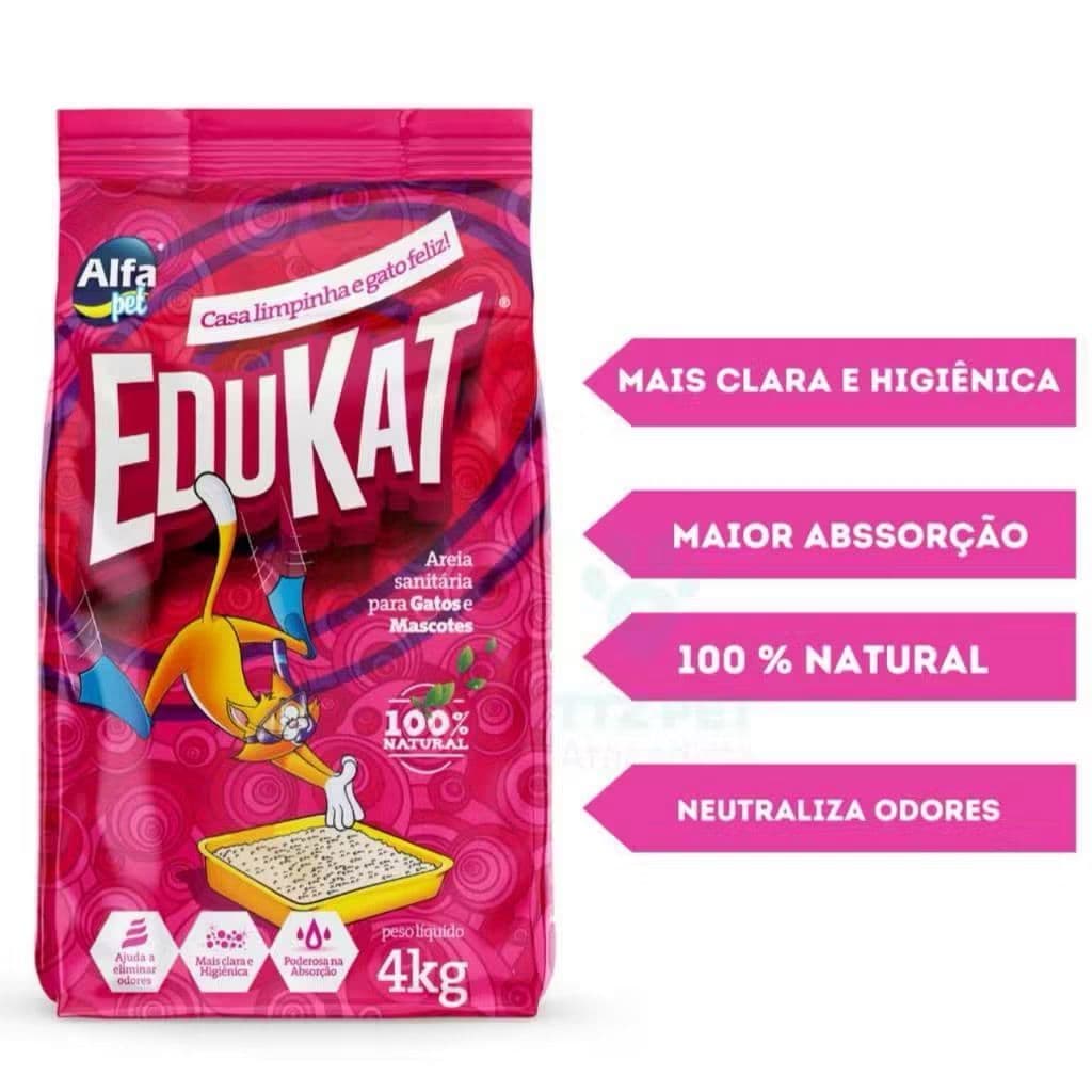 Kit 5un. Areia Sanitária Higiênica Para Gatos Anti Odor Edukat Pacote de 4kg