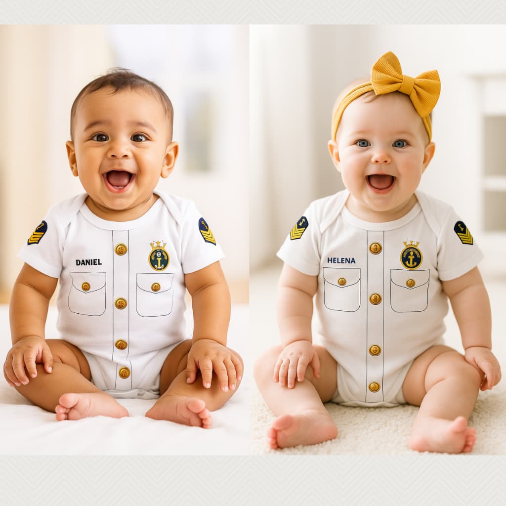 Body bebê personalizado com nome marinha brasil