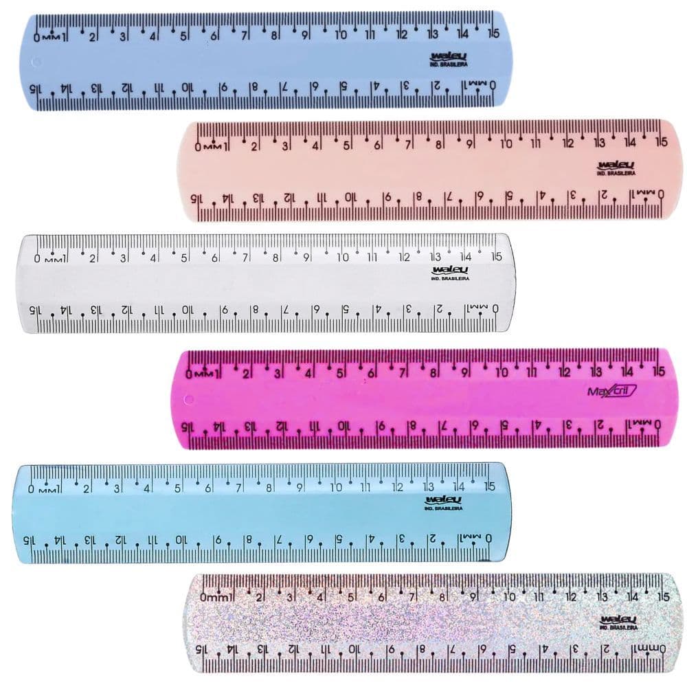 Régua 15cm New Line Cores Pastel - Waleu