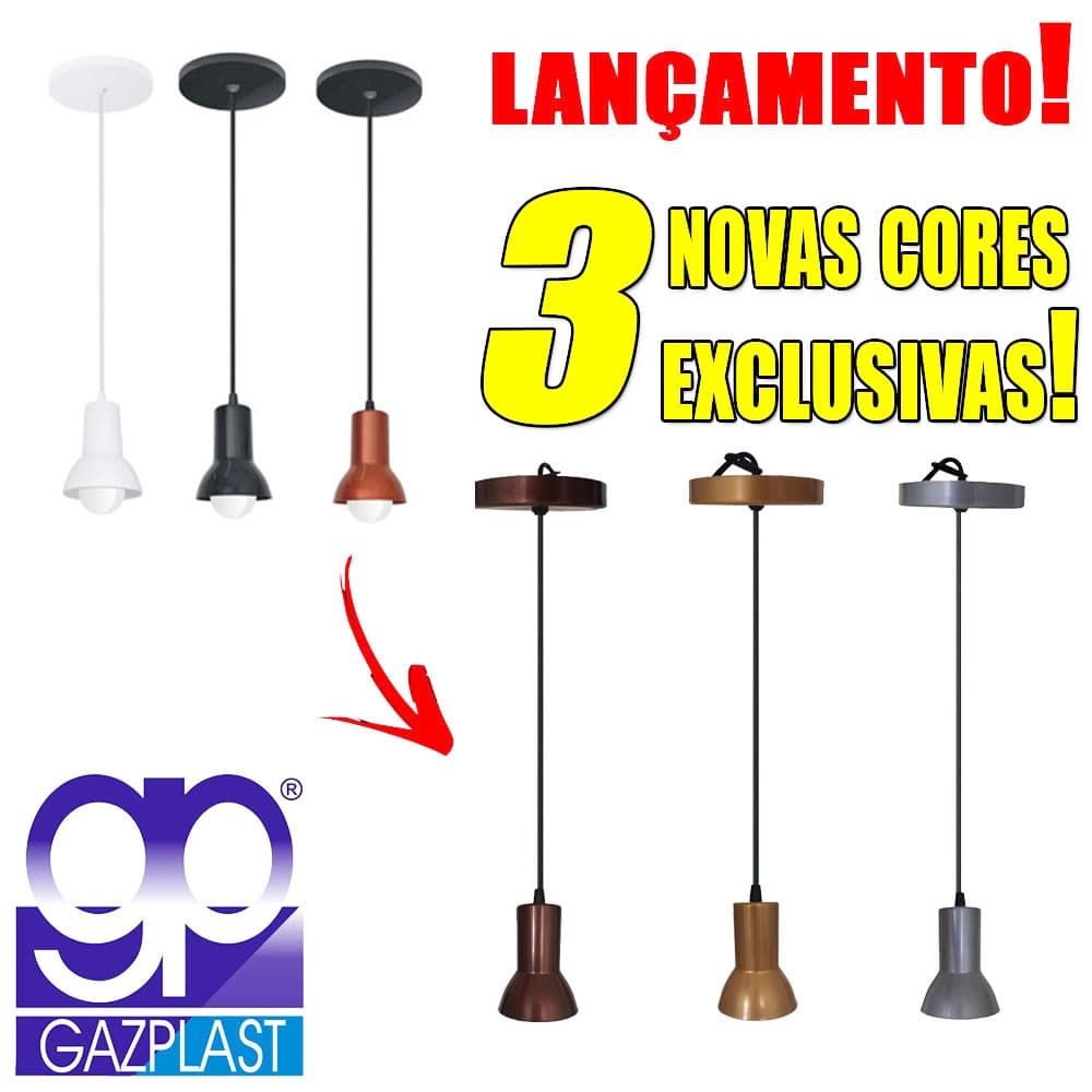 LUMINARIA PENDENTE PREMIUM 1 LAMPADA TETO AREA INTERNA SALA COZINHA AREA GOURMET BIVOLT GAZPLAST