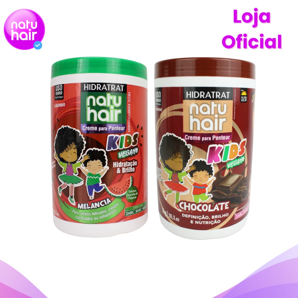 Kit Creme para pentear Melancia + Chocolate Natuhair 1KG