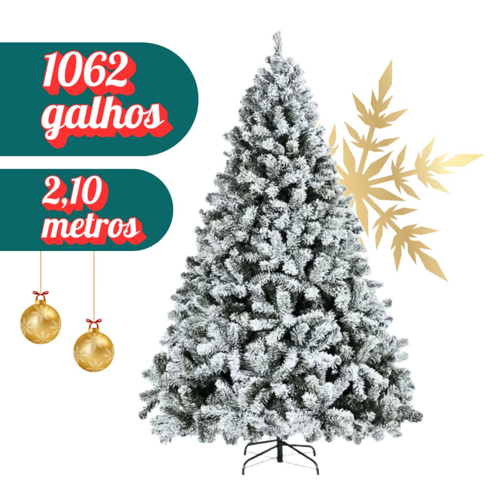 Árvore De Natal Nevada 2,10m 1062 Galhos Luxo Neve Pinheiro