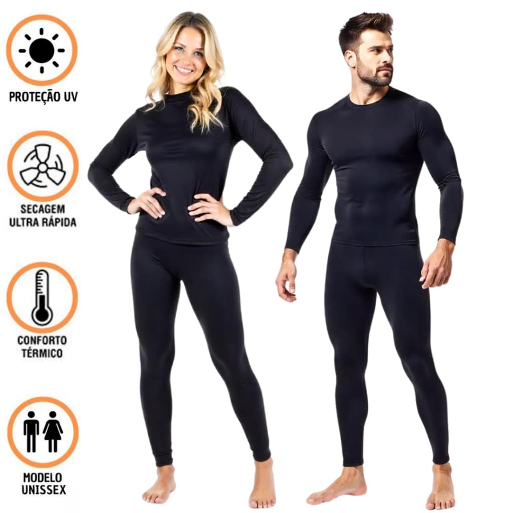Conjunto Térmico POLIESTER Blusa + Calça Unissex Proteção UV 50+ FPS