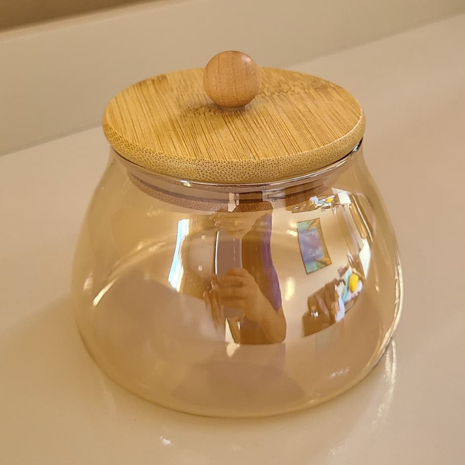 Porta Mantimentosd de Vidro Âmbar 450ML Porta Temperos com Tampa de Bambu Hermético