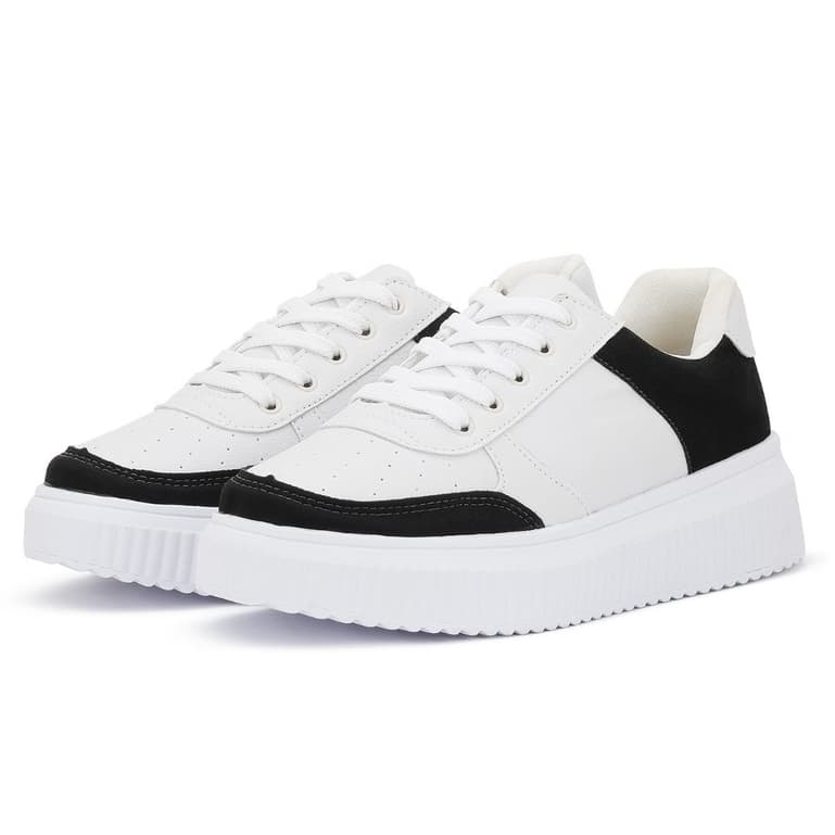 Tênis Feminino Plataforma Casual Verde e Branco, Conforto para o Dia a Dia Macerata Ref:1024