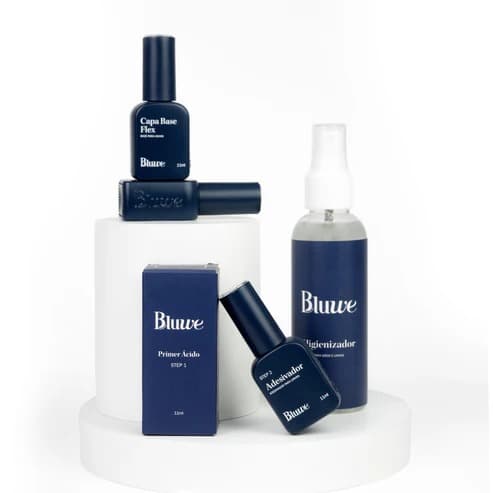 Kit Profissional Bluwe Retorno Perfeito – Higienizador, Step 1, Step 2 e Capa Base Flex Natural Pink