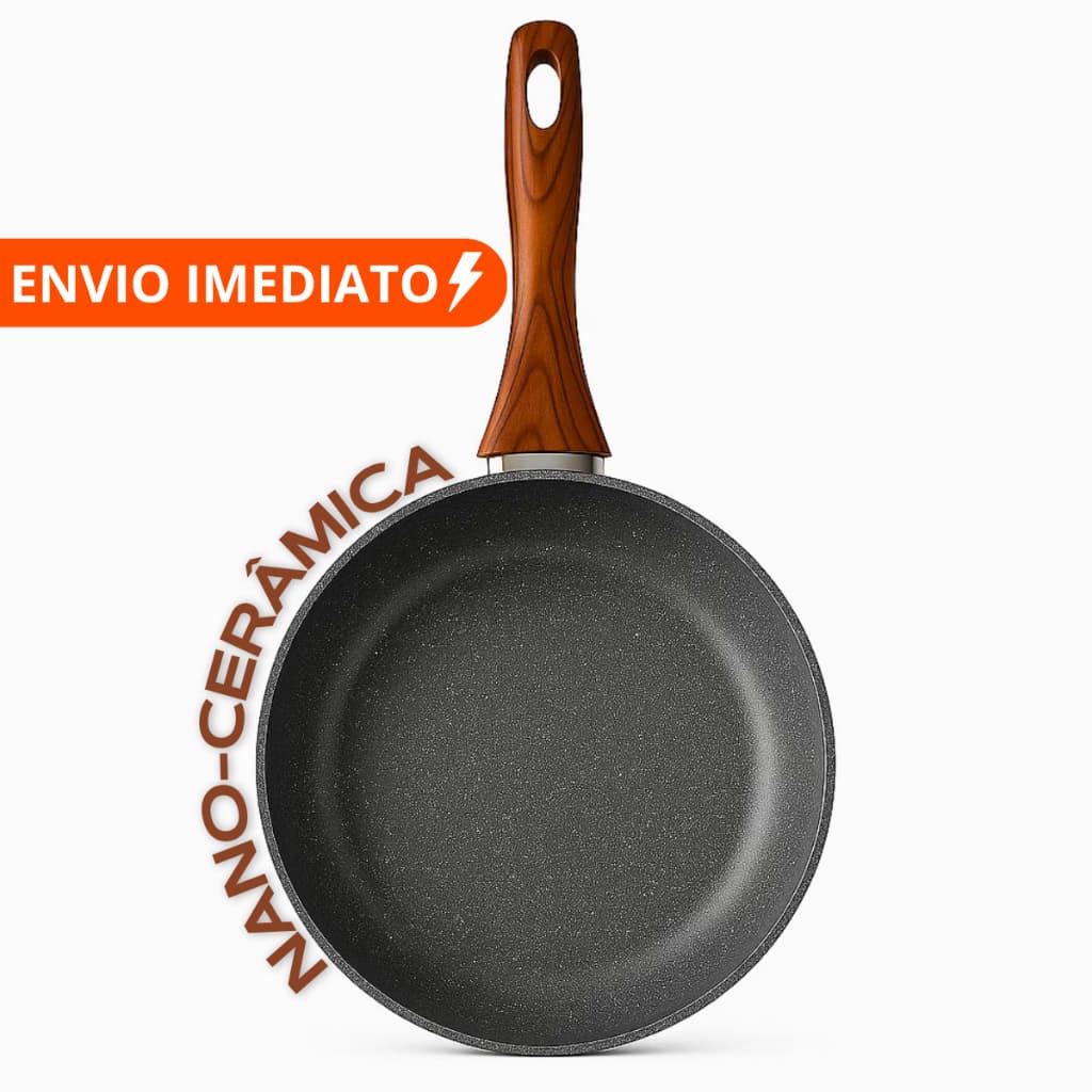 Frigideira Antiaderente Cerâmica Fundo Triplo Premium Não Gruda Não Precisa de Oléo Cabo Antichamas