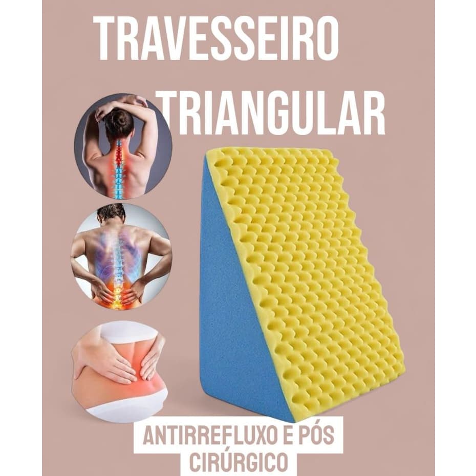 Travesseiro Encosto Triângulo Pós-Cirúrgico Antirrefluxo em Caixa de Ovo com Capa