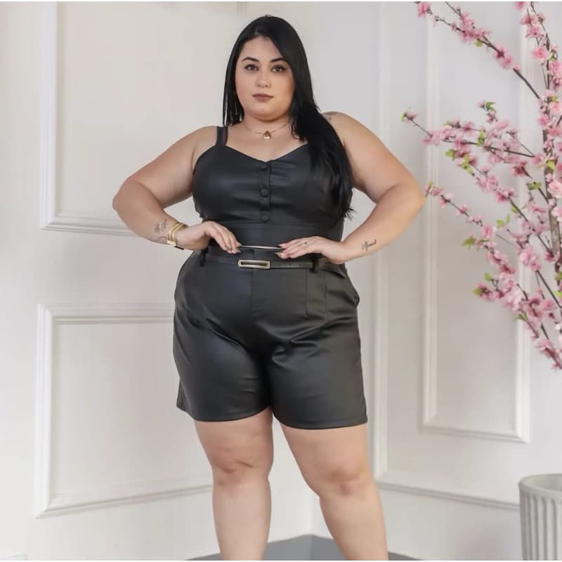 Short Couro Sintético Courino PLUS SIZE moda feminina