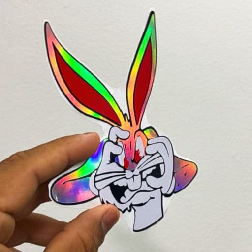 Adesivo coelho holografico motos e bike
