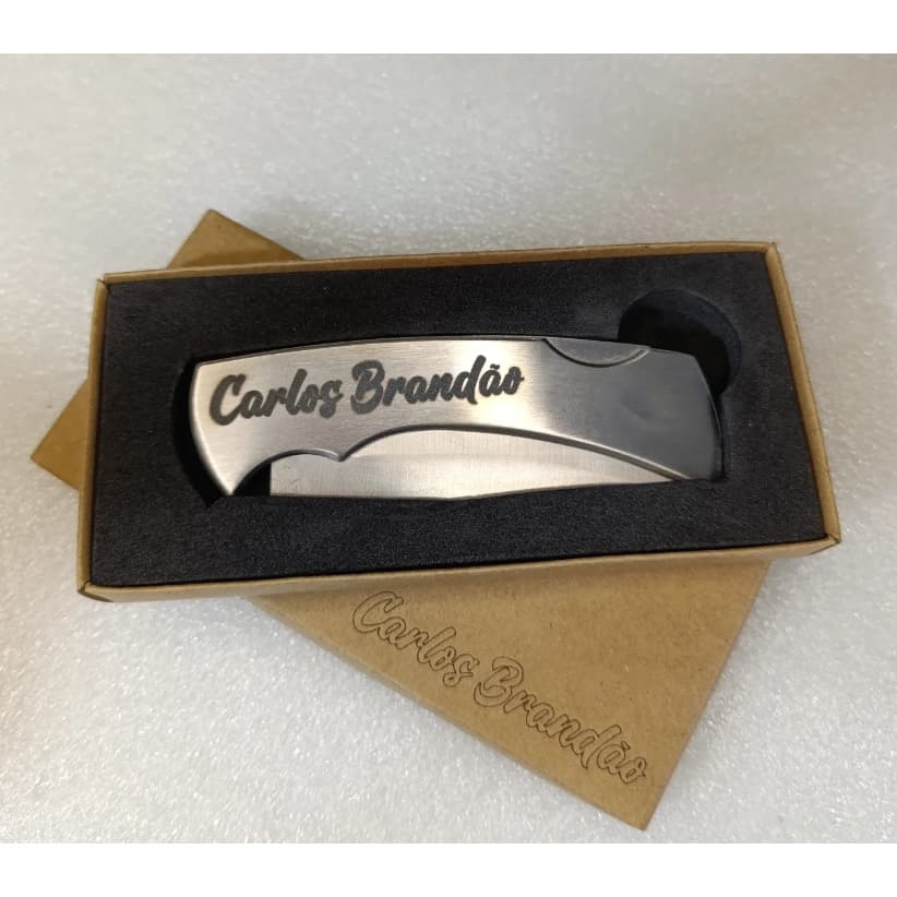 Canivete de Bolso Inox Personalizado a Laser com Nome ou Logo