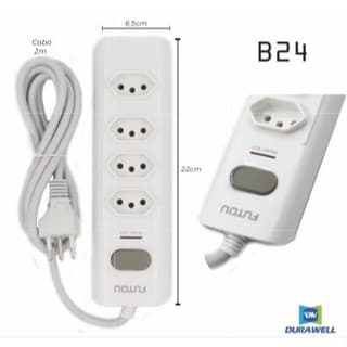Filtro de Linha Extensão Régua de Energia 4 Tomadas Cabo 2M B24