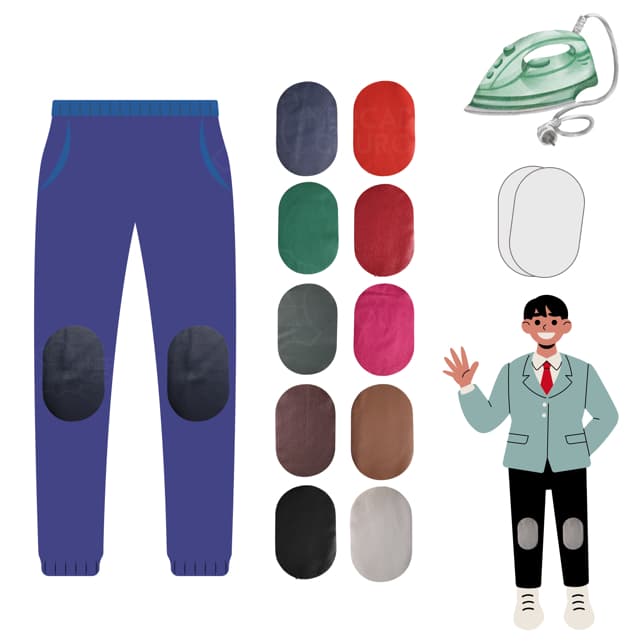 1 Par De Joelheiras Cotoveleira 100% Couro Legítimo Termocolante Calça Jaqueta Uniforme Infantil