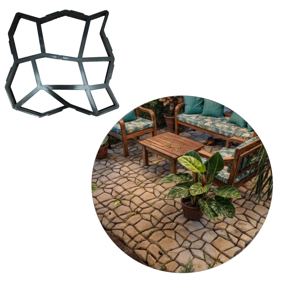 Mini Forma Molda Piso Concreto 35x35cm Pedras Jardim Caminho Calçada Antiderrapante