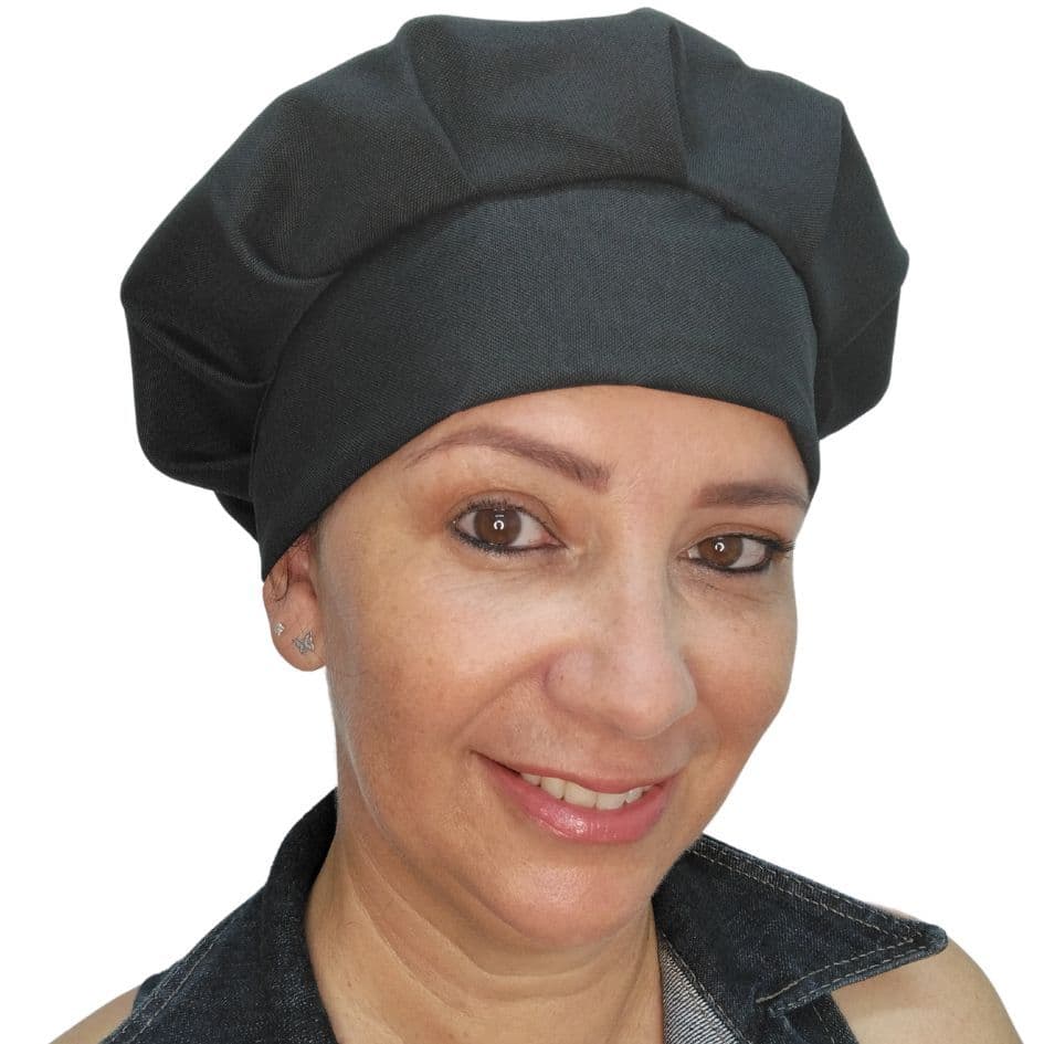 touca de cozinha unissex personalizada gorro para Gastronomia Preta Lisa
