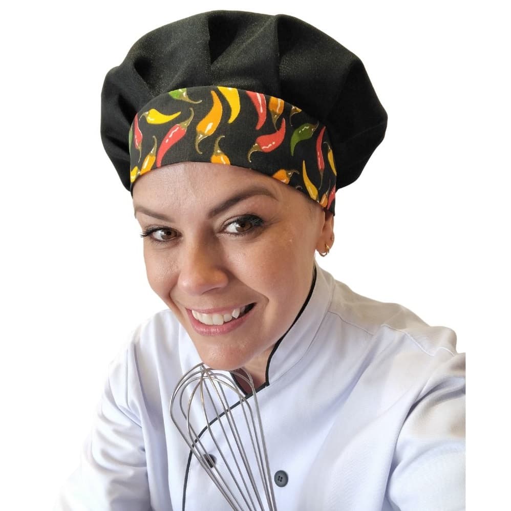 touca de cozinha unissex personalizada gorro para Gastronomia Pimenta Colorida