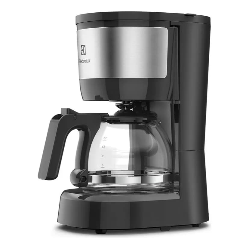 Cafeteira Elétrica Electrolux 15 Xícaras Efficient com Filtro Permanente Removível Cor Inox Preta (ECM10) - 127V