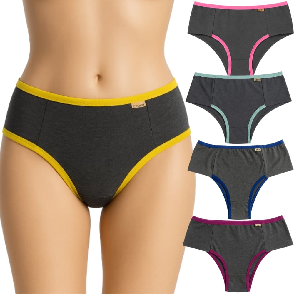 Kit 6 calcinhas Fitness Cós Alto calcinha seca barriga