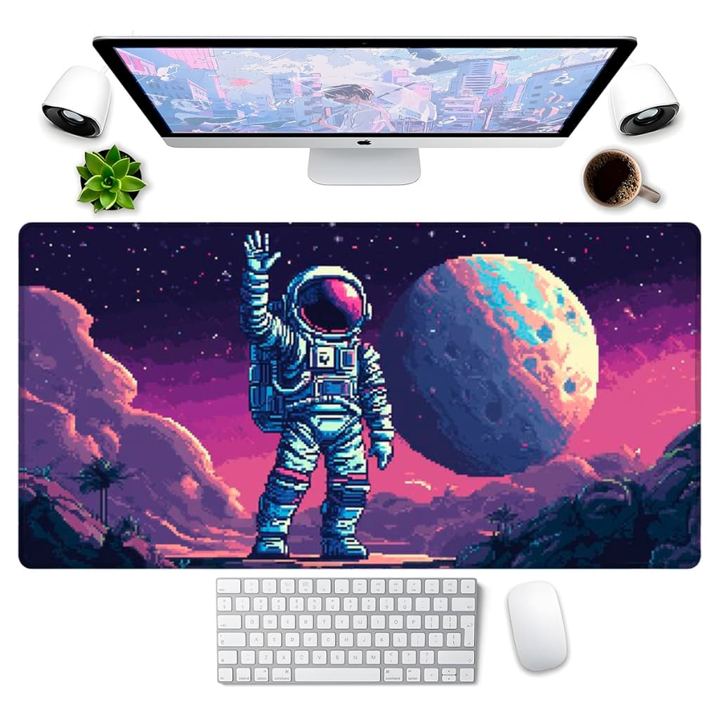 Mouse Pad Gamer p/ Destktop Borda Costurada Universo Astros Superficie Speed Diversas Cores