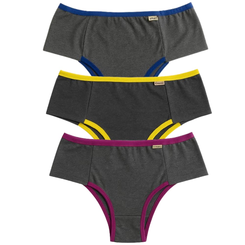 Kit 3 calcinhas Fitness Cós Alto calcinha seca barriga