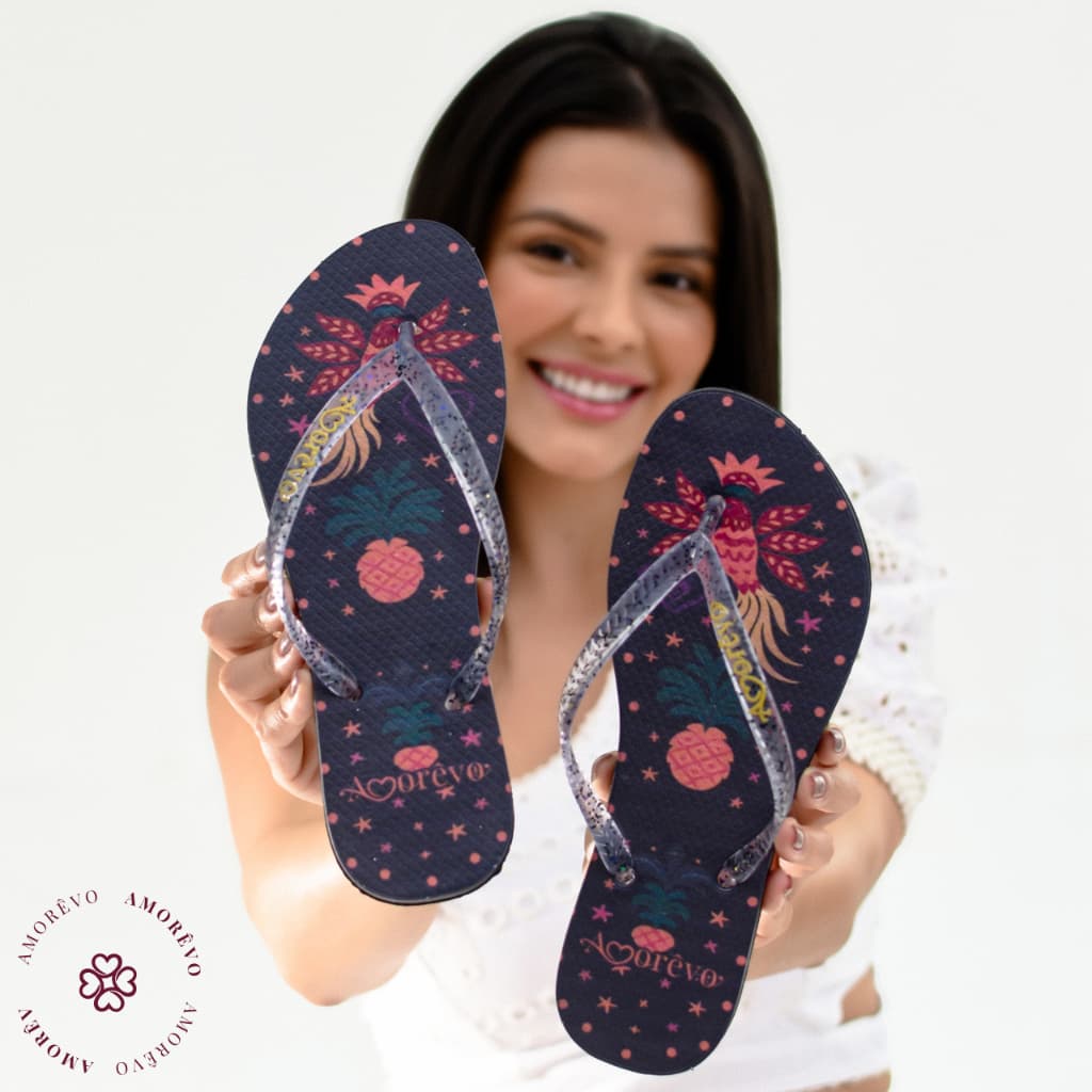 Chinelo Feminino Amorêvo 33 ao 42 Estampa Tropical Macio - Envio Imediato