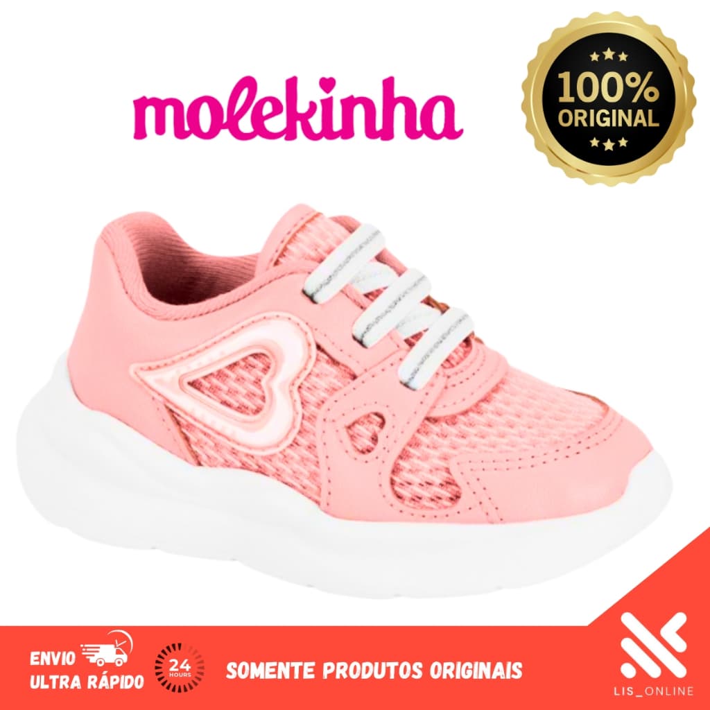 Tênis Infantil Molekinha Menina Bebe Jogging Coração 2738.103