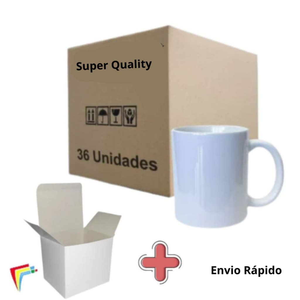 Caneca Porcelana Premium  Super Quality 36un + caixinha