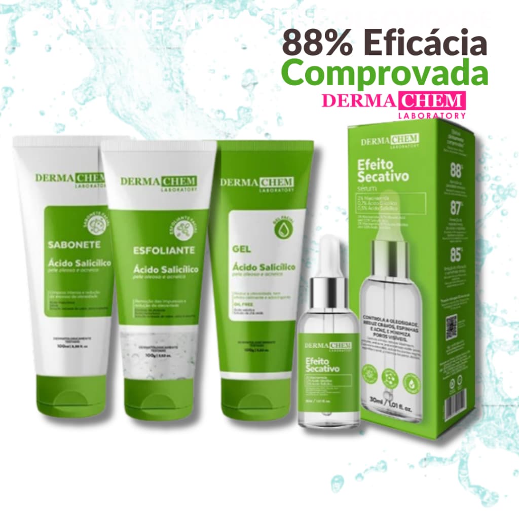 Kit Skincare Salicílico Pele Oleosa Acne + Sérum Secativo Dermachem