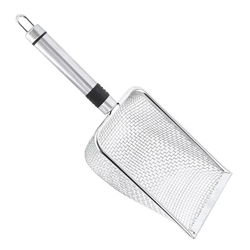 Pá Higiênica Limpeza de Areia Para Gatos de Aço Inox Peneira Coletora Promoção Envio Imediato