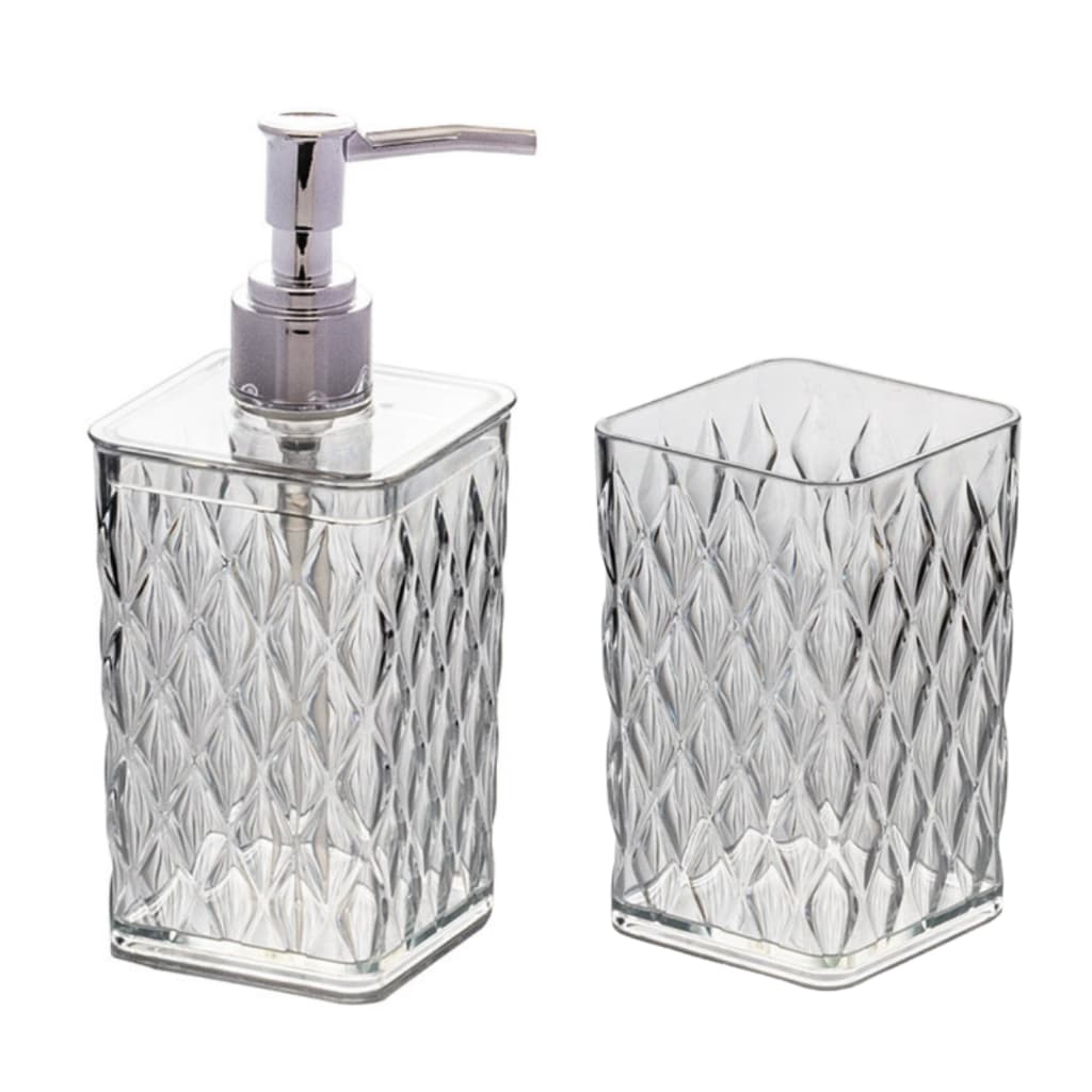 Porta Escova e Porta Sabonete Líquido Acrílico Plástico Kit para Banheiro Lavabo