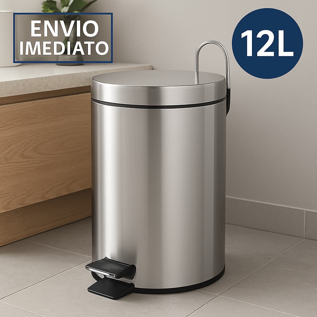 Lixeira Inox Redonda Cesto de lixo12L 5L 3L Pedal Tampa Cesto Removível -Cozinha Banheiro Escritório