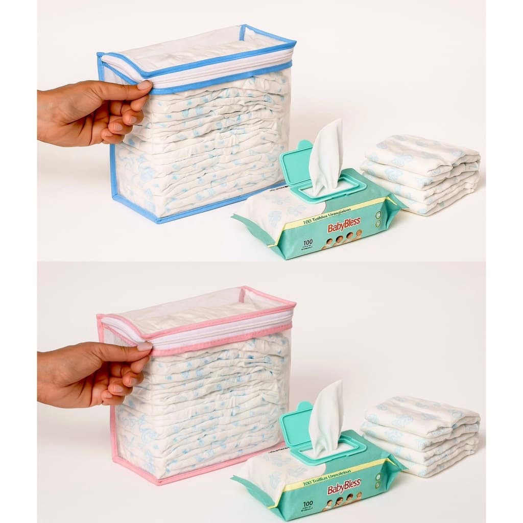 Porta Fralda Com 4 Unidades Nécessaire Organizador Bolsa Mala Saída Maternidade