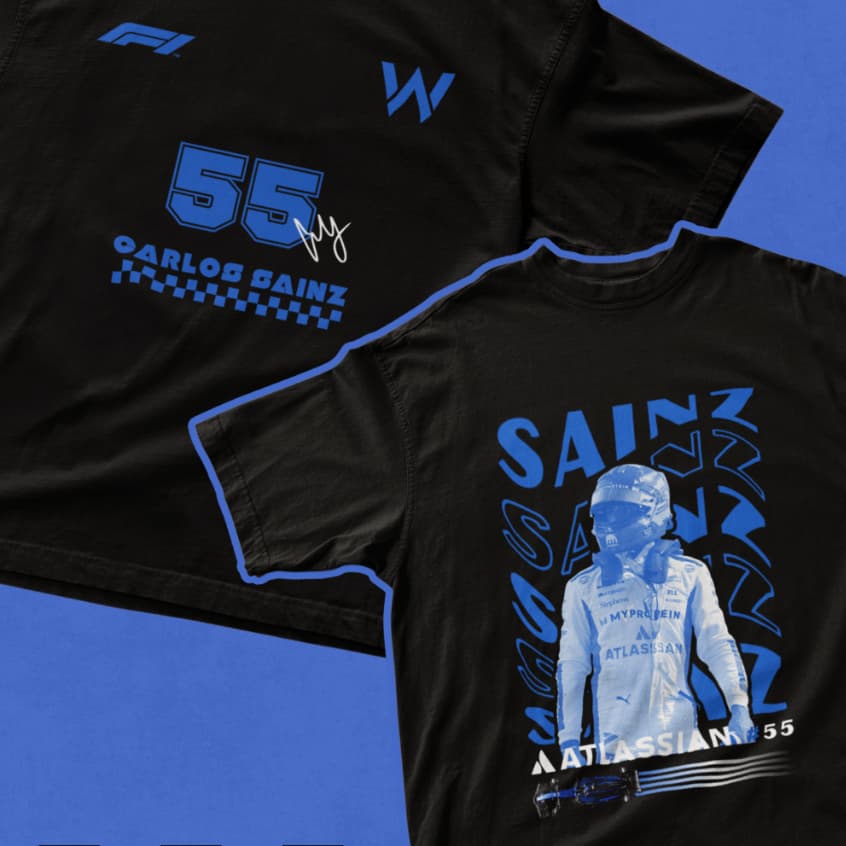 Camiseta Carlos Sainz Formula 1 Piloto Williams 55 Camisa Streetwear 100% Algodão