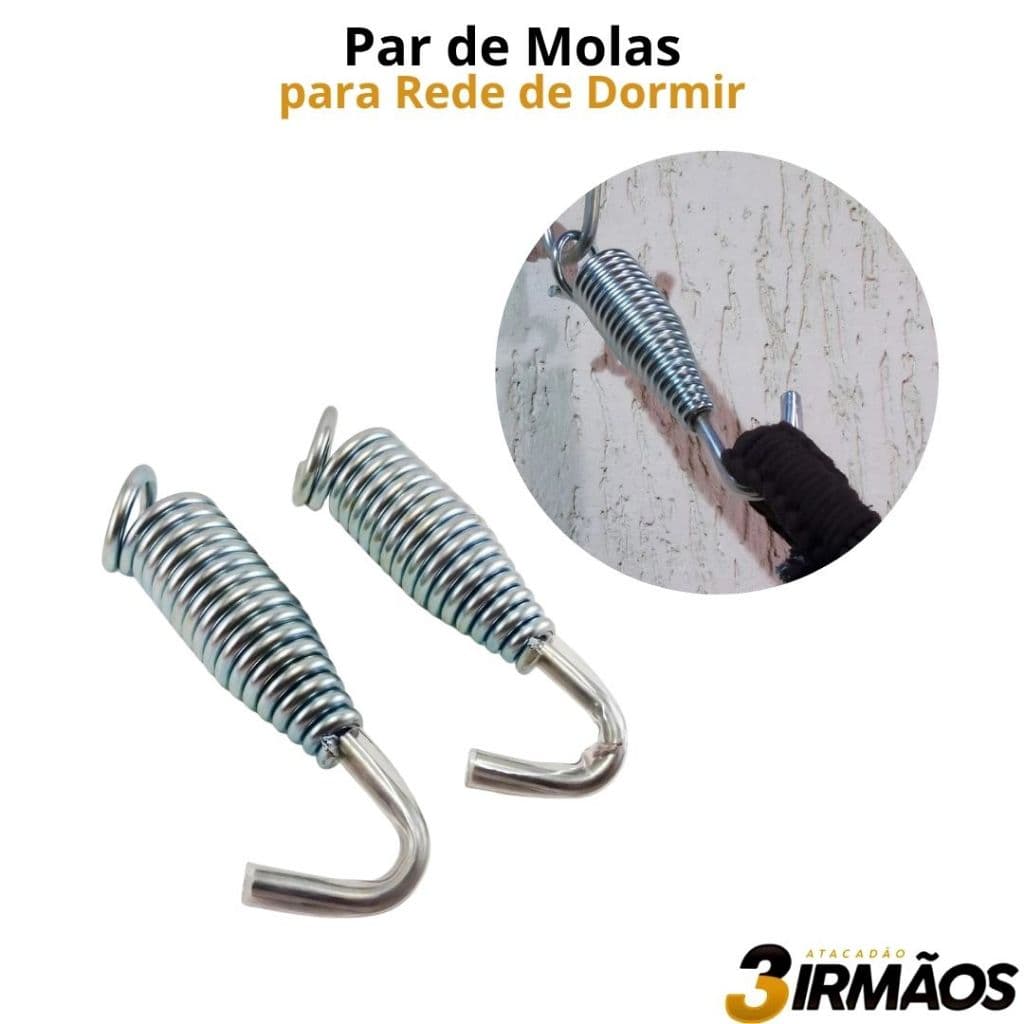 Par De Molas Extensoras Para Rede Dormir Aço Resistente 20cm 200kg
