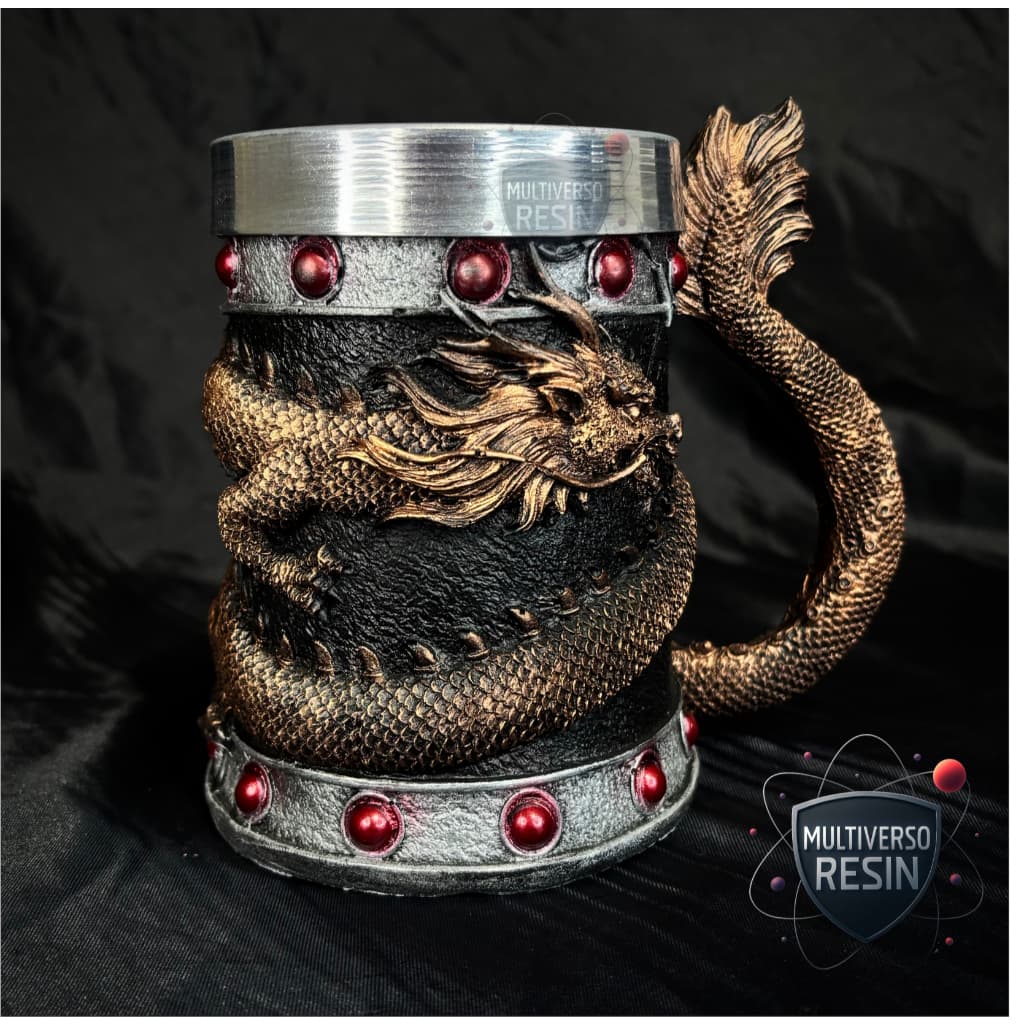 Caneca/Copo Dragão Medieval Viking Hidromel 3D - Cobre