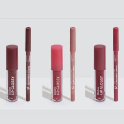 Kit Lápis Contorno Labial + Lip Glossy Dailus Lip Glossy Dailus 2 Cores Nova - Lançamento