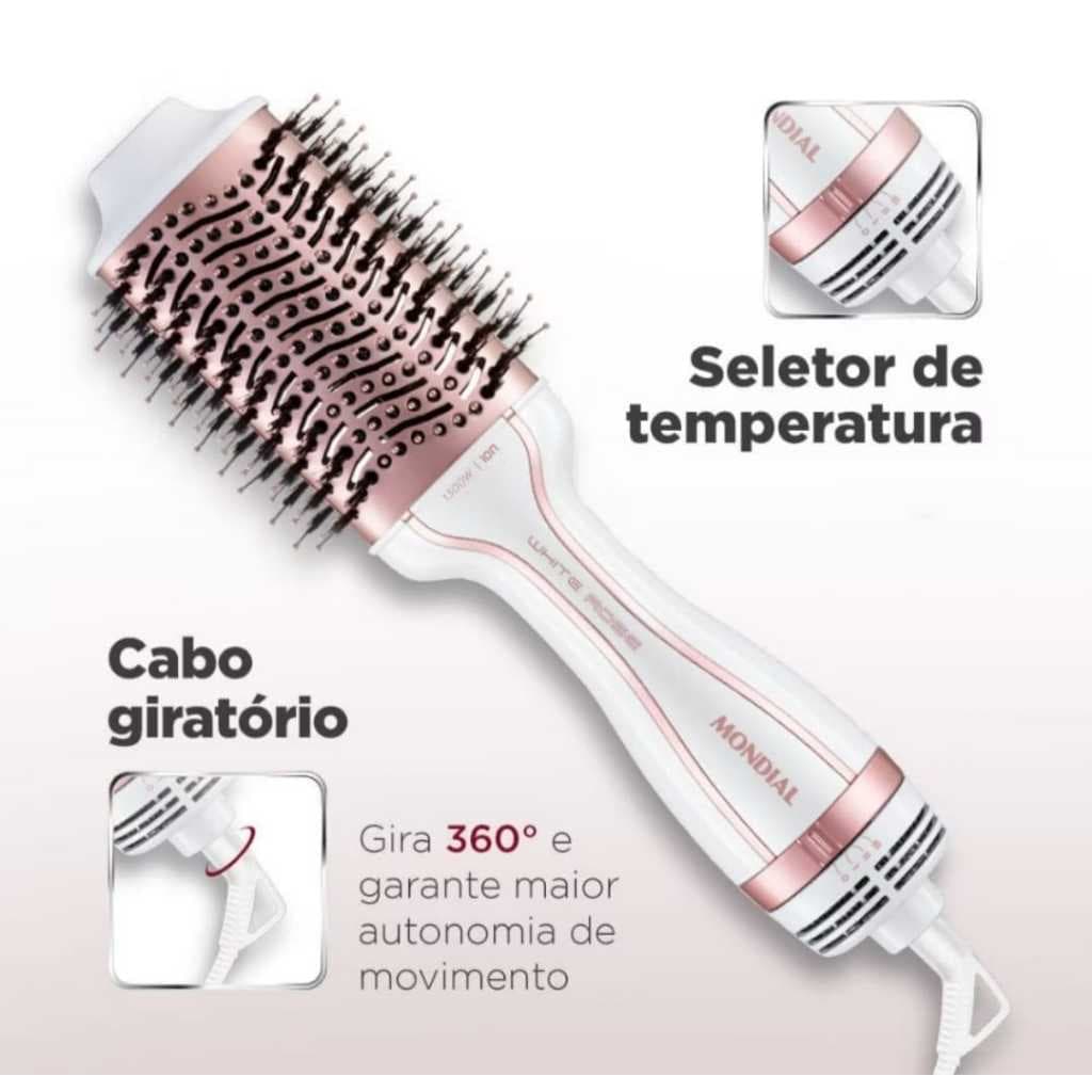 ESCOVA SECADORA MONDIAL BIVOLT WHITE ROSE 1200W