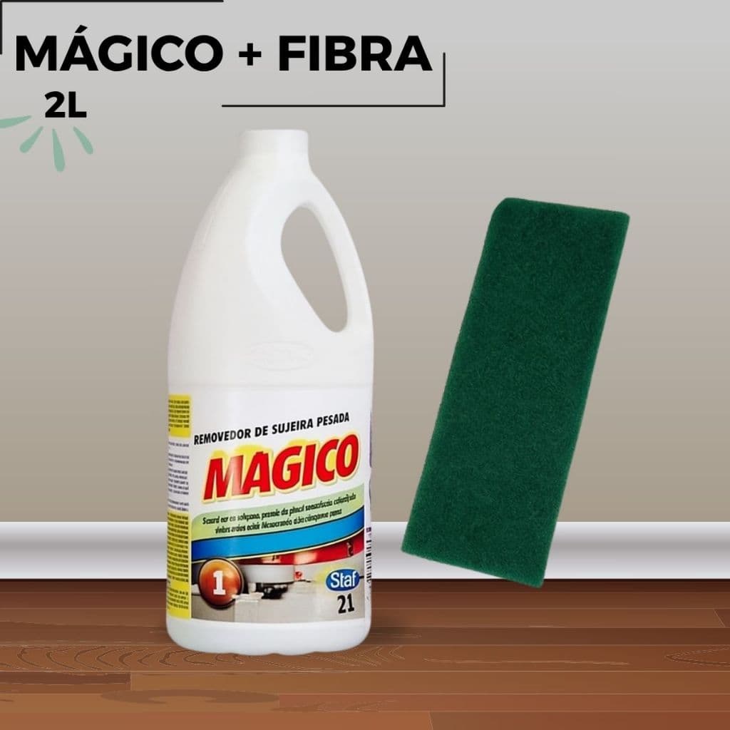Kit Magico Removedor de Cera e Sujeira Pesada 2L + Fibra Verde Para Limpeza Bettanin Desengordurante