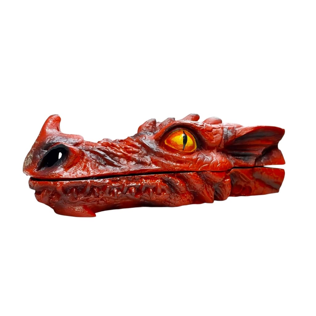Escultura Cabeça de Dragão Incensário Vermelho Enfeite Em Resina Aromático Incense